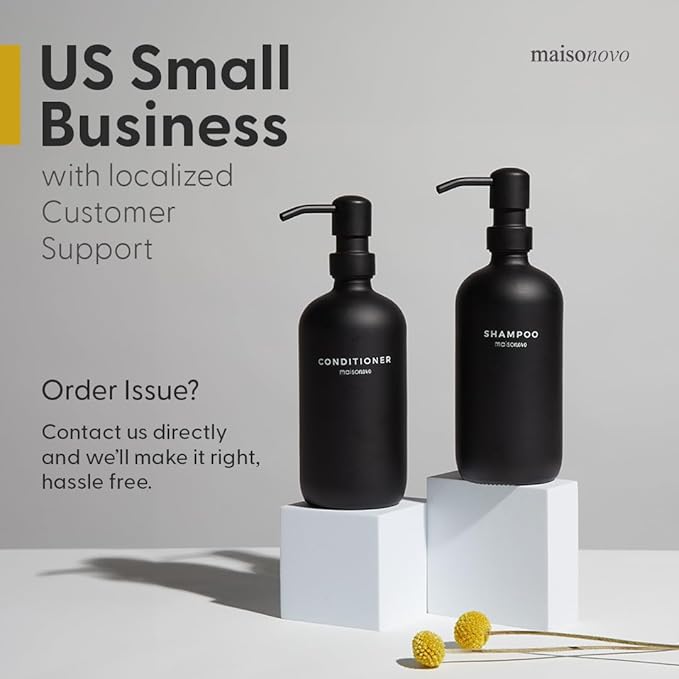 MaisoNovo Soap Dispenser 1-Piece Set | 16.9oz White Bottles with Silver Stainless Steel Pump