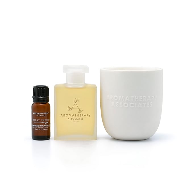 Aromatherapy Associates Moment of Grounding. Luxurious Gift Set Includes Forest Therapy Bath & Shower Gel, Pure Essential Oil Blend, and Candle (1 count)