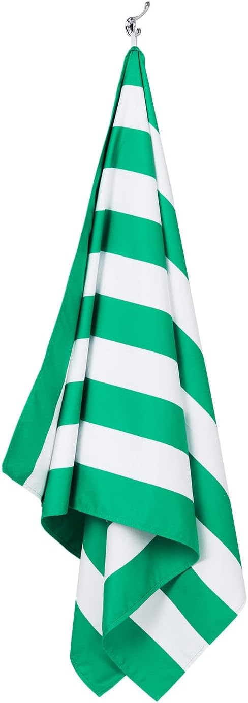 Dock & Bay Beach Towel - Quick Dry, Sand Free - Compact, Lightweight - 100% Recycled - Includes Bag - Cabana - Cancun Green - Large (160x90cm, 63x35)