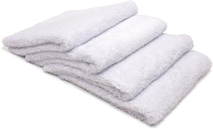 Autofiber Korean Plush Premium Edgeless Microfiber Detailing Towels - Pack of 4, White (16 inch x 16 inch)