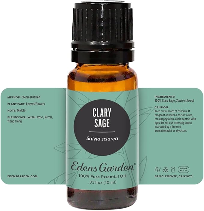 Edens Garden Clary Sage Essential Oil- 100% Pure Premium Grade, Undiluted, Natural, Therapeutic, Aromatherapy, The Best for Diffuser, Skin, Humidifiers, Kid Safe 10 ml (.33 fl oz)