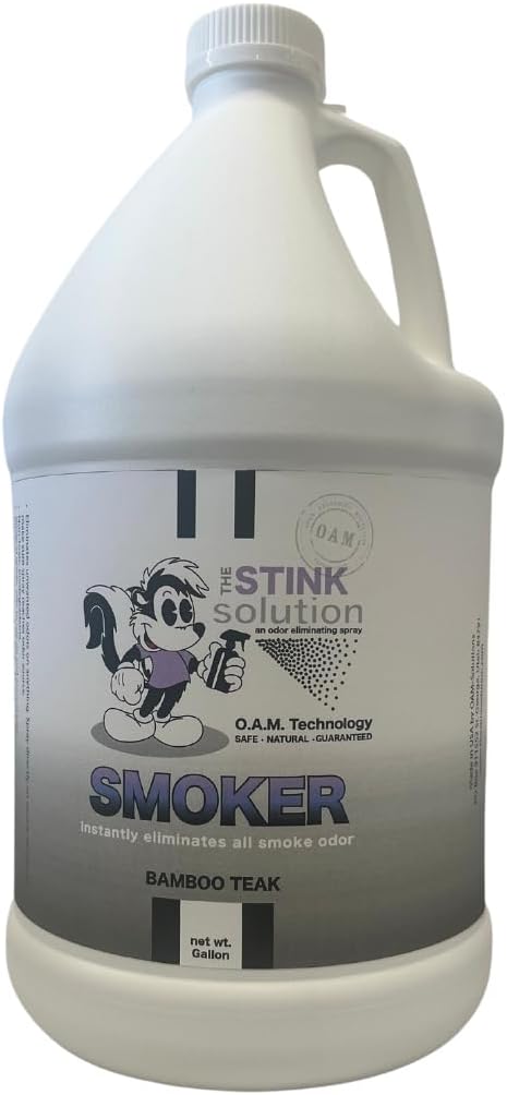 The Stink Solution Smoke Odor Eliminator Spray for Home, Car, Clothes, Hands, Hair, Walls, & More | Completely Neutralizes All Types of Smoke Odor | Best Smoke Smell Remover Bamboo Teak 1 Gallon
