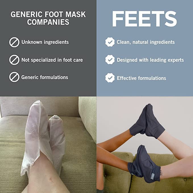 FEETS Hydrating Foot Mask with Tea Tree and Peppermint (3-Pack) | Perfect for Men and Women | Deeply Moisturizes Full Foot and Heel | Ultra Hydrating | Soften Calluses, Nourish Heels, and Cool Feel