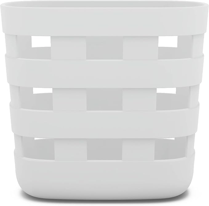 Lalo Bath Time Storage Bin - Keep Items Organized & Dry with Non-Toxic Plastic, Easy Cleanup, Removable Drying Bin, Woven Baby Organizer, Secure Wall Attachment, 9 x 5.5 x 8.5 in - Coconut
