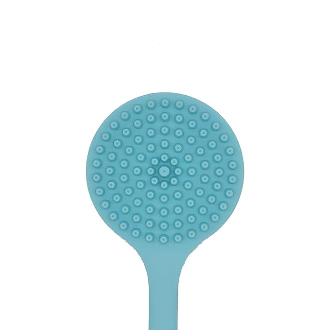 DNC Silicone Back Scrubber for Shower, Soft Bath Body Brush with Long Handle (Blue)