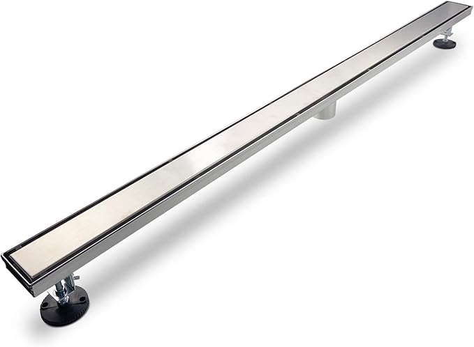 Linear Shower Drain, 60 inch Drain with Tile Insert 2-in-1 Panel, Brushed 304 Stainless Steel Shower Floor Drain, Linear Drain with Hair Strainer and Adjustable Feet