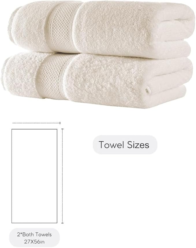 BAGNO MILANO Turkish Towels Luxury Hotel-Spa Towel Set, Non-GMO 100% Turkish Cotton | Ultra Soft Plush Absorbent Towels (Cream, 2 Pcs Bath Towel Set)