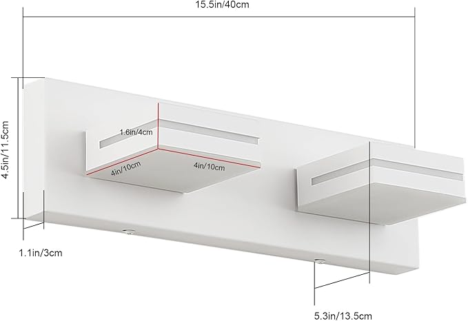 SineRise LED Modern Bathroom Vanity Light Fixtures (2-Light, 15.5-Inch, Dimmable), Matte White Modern Acrylic Bathroom Wall Lighting Fixtures Over Mirror (Cool White 6000K)