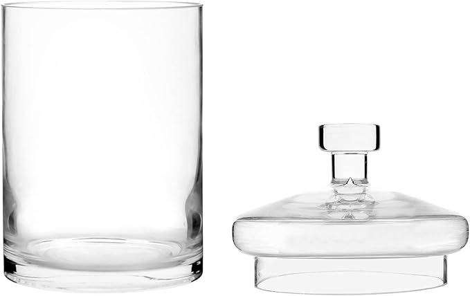 MyGift Glass Apothecary Jar Set with Clear Lid - Decorative Kitchen and Bath Storage Canisters, Wedding Centerpiece Jars, Candy Buffet with Lids