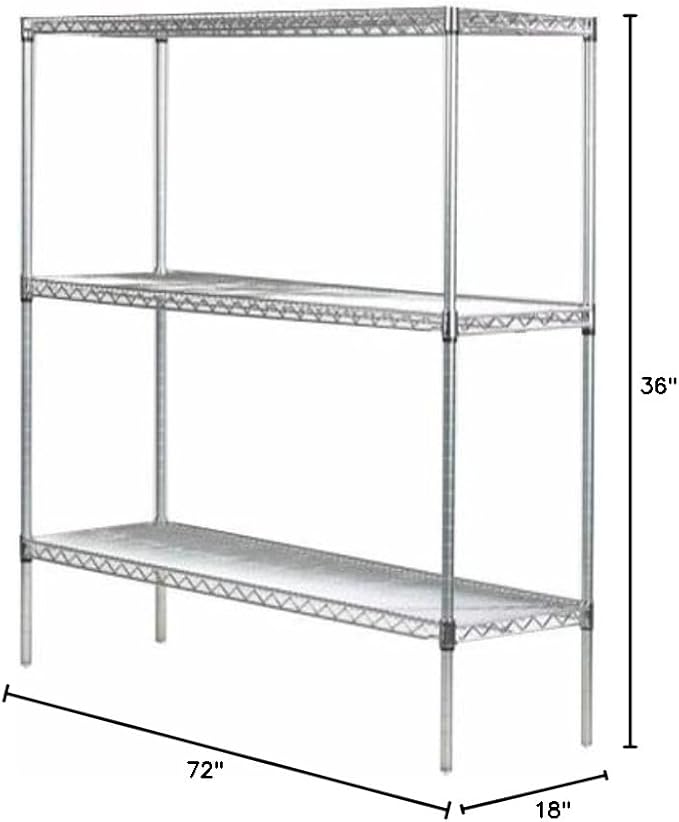 Omega 18" Deep x 72" Wide x 36" High 3 Tier Gray Starter Shelving Unit