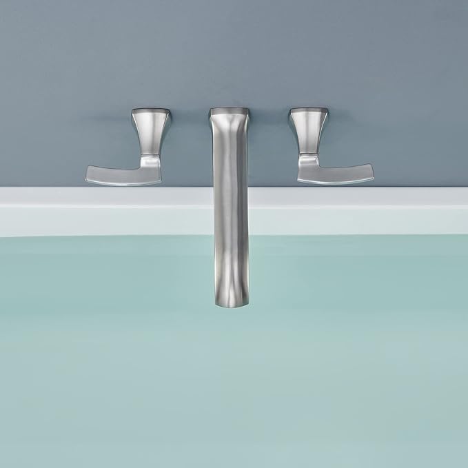 Wall Mount Tub Filler Roman Tub Faucet High Flow Long Spout Reach Brushed Nickel Bathtub Faucets with 2 Handles