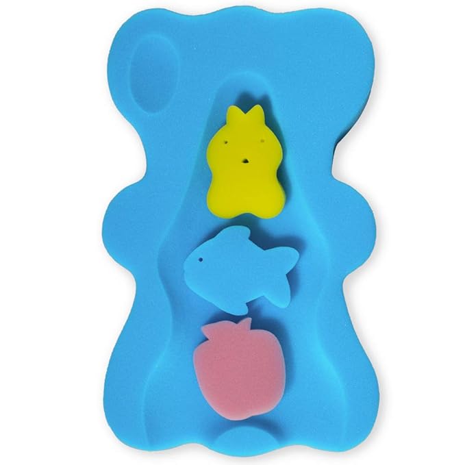 Soft Infant Bath Sponge Skid Proof Baby Bath Mat Newborn Odor Free (Blue)