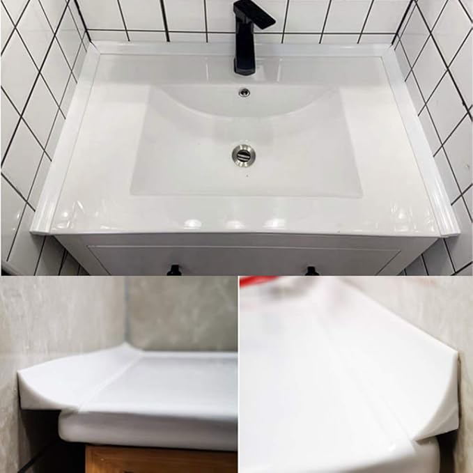 39 inch Water Barrier for Sink, Silicone Rubber Kitchen Water Splash Guard, Bendable Corner Dam Water Retaining Strip for Countertop,Shower, Bathroom,Frameless Shower Threshold Door Bottom Seal Strip