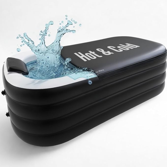 Alaskey® Portable Inflatable Bathtub For Ice Bath Or Hot Baths | Foldable & Freestanding Soaking Recovery Tub For Adults | Durable, Space-Saving, Easy To Store | Perfect For Indoor Home Spa Relaxation