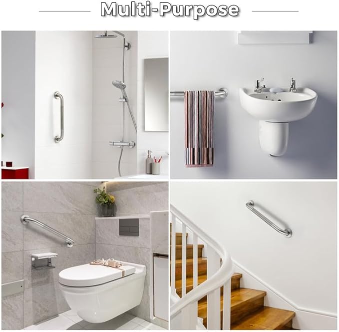 Grab Bars for Shower, 2 Pack 18-Inch Anti Slip Shower Handles for Elderly, Safety Shower Grab Bar, Stainless Steel Handicap Grab Bars for Bathroom,Toilet (Brushed Nickel, 1" Diameter)