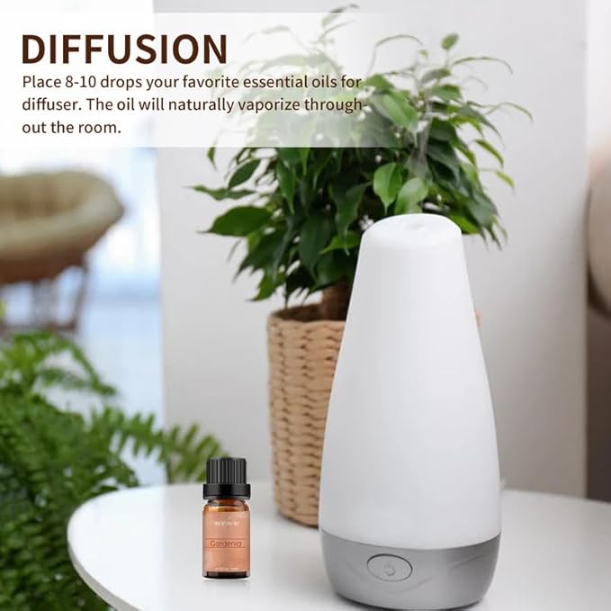 BURIBURI Jasmine Oil and Gardenia Essential Oils Gift Set, 100% Pure, Undiluted, Natural, Organic Aromatherapy Jasmine Essential Oils for Diffuser, Massage, 10MLx2