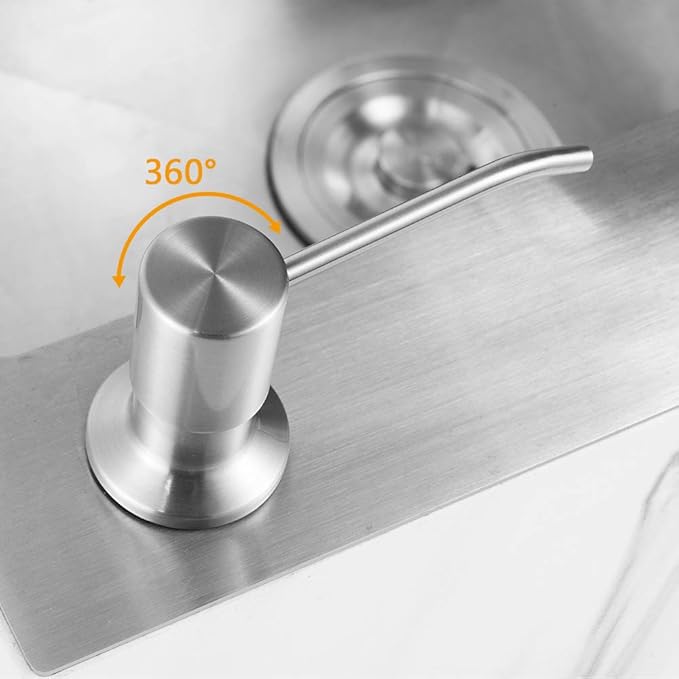Soap Dispenser for Kitchen Sink, Built in Sink Soap Dispenser Lotion Dispenser with 17 Ounce Bottle, Stainless Steel Sink soap Dispenser, Brushed Nickel