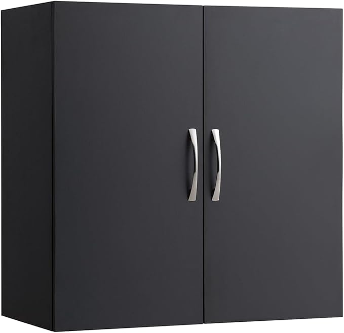 SoBuy Wall Cabinet Laundry Room Kitchen, Over Toilet Storage Cabinet, Medicine Cabinet with Shelf for Bathroom Garage Hallway Entryway, Black BZR200-SCH