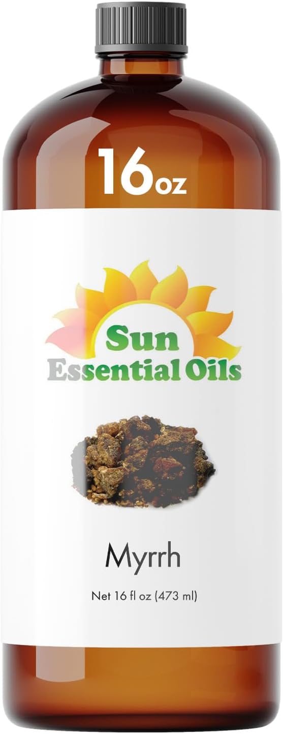 Sun Essential Oils - 16 oz Myhrr Essential Oil for Diffuser, Skin, Face, Hair & Aromatherapy Massage, Fragrance for Candle, Soap, Lotion & Shampoo Making at Home