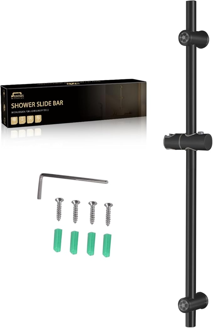 All Metal handheld shower head holder 30-Inch with Shower Slide Bar for Bathroom Wall Mount SUS 304 Stainless Steel Brushed Finish Matte Black