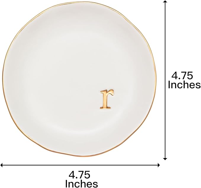 COLLECTIVE HOME - Ceramic Jewelry Tray, Decorative Trinket Dish for Rings Earrings Necklaces Bracelet Watch Keys, Birthday Mother's Day Christmas Gift for Women, 4.75", White Surface (R)