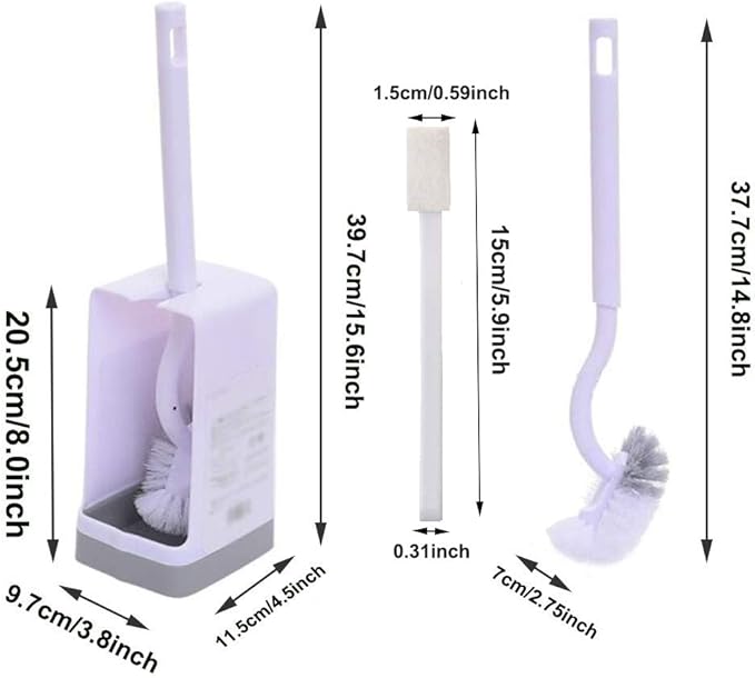 Marbarsse Bathroom Toilet Bowl Brush and Holder, Curved Design Toilet Brush for Deep Cleaning Under Rim, Best Toilet Brush Set, Easy Handy CompactToilet BowlCleaner Brush for Bathroom, 1 Pack