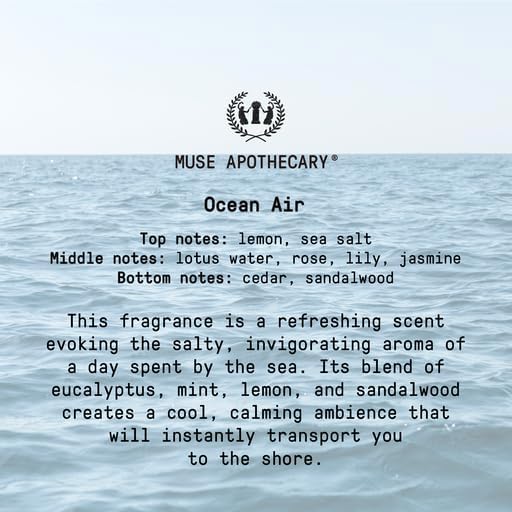 Muse Apothecary Home Ritual Active Odor Eliminator Spray - Furniture Deodorizer Spray & Bathroom Odor Eliminator for Home - Essential Oil Air Freshener - 4oz, Ocean Air