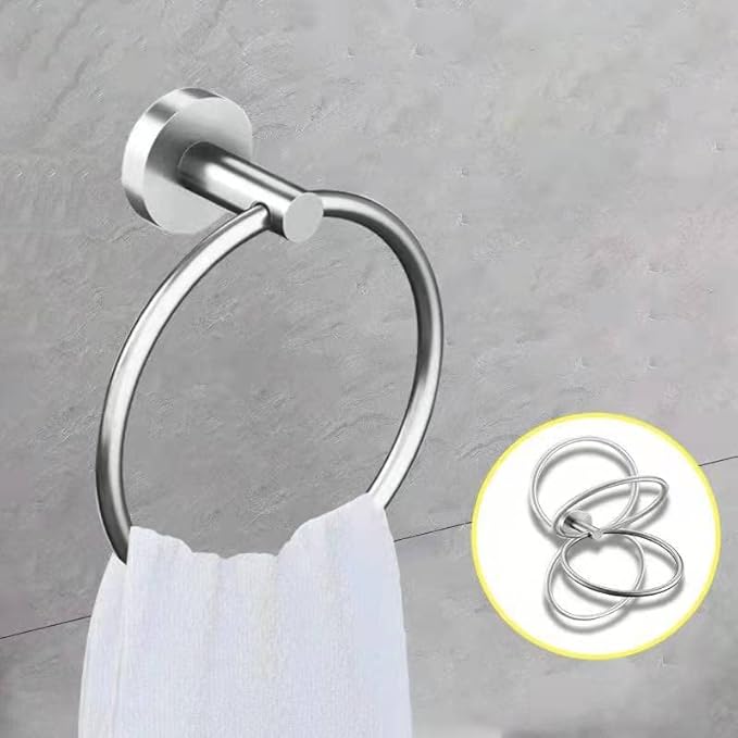 Cilee 10 Piece Brushed Nickel Bathroom Accessories Set, 24inch Brushed Nickel Towel Bar Ring+Toilet Paper Holder+ Robe Towel Hook SUS304 Stainless Steel Bathroon Hardware Set