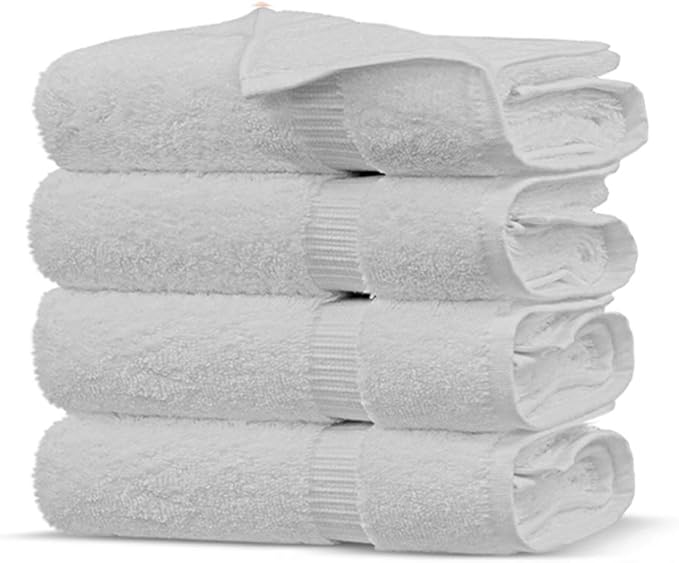 Towel Bazaar Premium Cotton Super Soft and Absorbent Turkish Towels (4-Piece Washcloth, White)