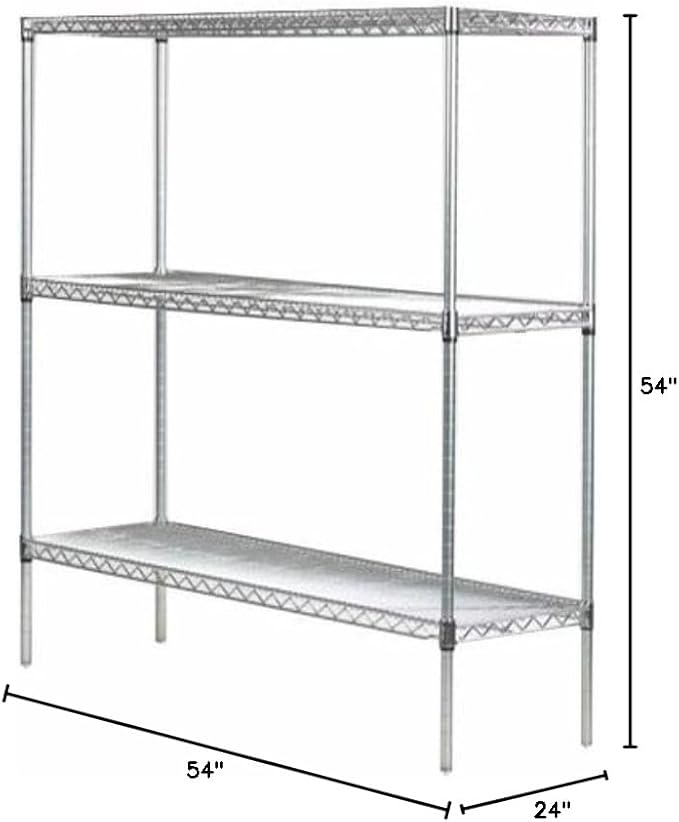 Omega 24" Deep x 54" Wide x 54" High 3 Tier Chrome Starter Shelving Unit