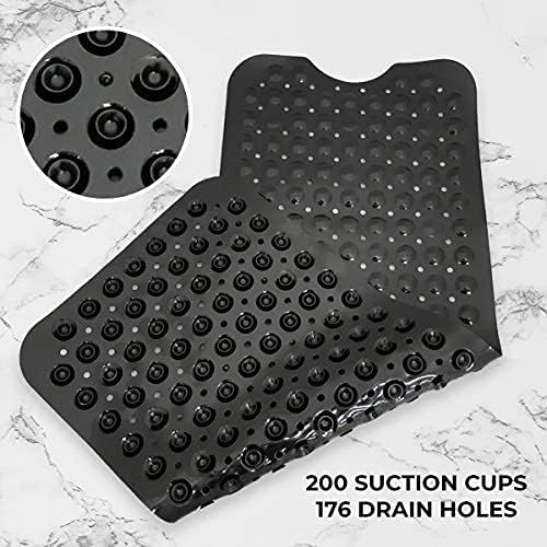 ENKOSI Bath Mat - Large Non Slip Bathtub & Shower Mat - Extra Long 40 x 16 Inch Bathroom Mats for Tub Nonslip Anti Slip Bathmats (40x16 Clear Green 1-Pack)