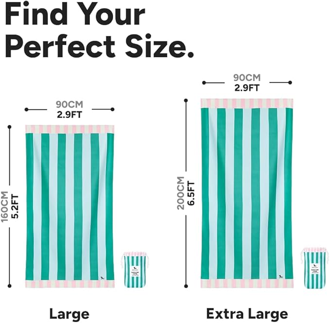 Dock & Bay Beach Towel - Quick Dry, Sand Free - Compact, Lightweight - 100% Recycled - Includes Bag - Pastel Pier - Extra Large (200x90cm, 78x35)