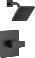 Delta Modern 14 Series Shower Faucet Set, Matte Black Shower Head and Handle Set, Valve Trim Kit, Matte Black T14267-BL-PP (Valve Not Included)