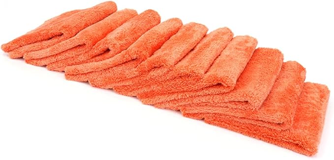 Autofiber Korean Plush Premium Edgeless Microfiber Detailing Towels - Pack of 10, Orange (16 inch x 16 inch)