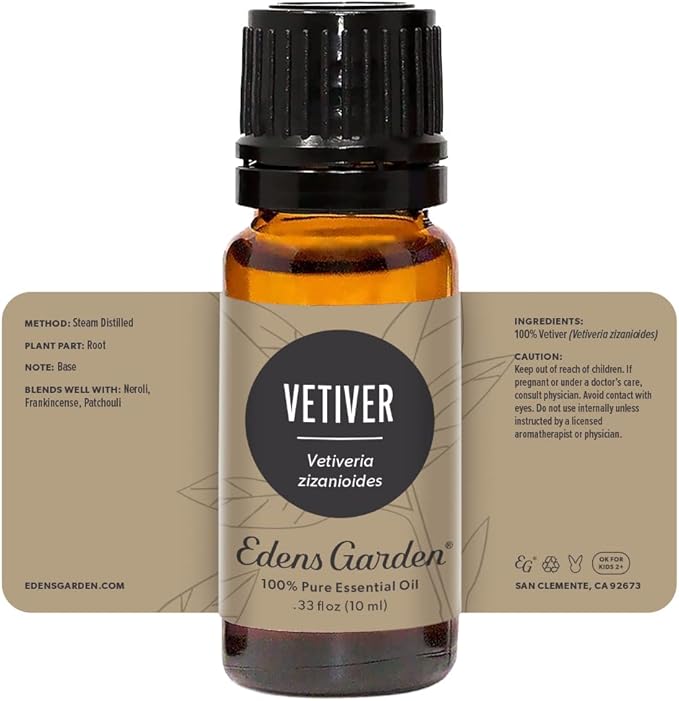 Edens Garden Vetiver Essential Oil- 100% Pure Premium Grade, Undiluted, Natural, Therapeutic, Aromatherapy, The Best for Diffuser, Skin, Humidifiers, Kid Safe 10 ml (.33 fl oz)