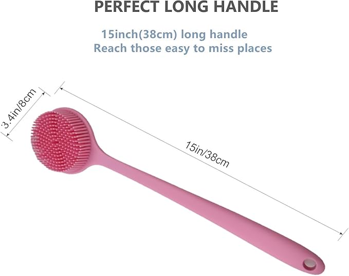 Silicone Body Scrubber, Long Handle Back Scrubber for Shower, Silicone Body Brush Shower Scrubber for Body, Shower Srush Back Brush Body Exfoliator