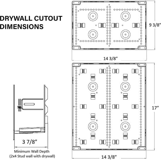 Legrand - OnQ Cable Management, In-Wall Media Box, Dual Purpose Structured Wiring Enclosure, TV Home Theater Recessed Storage Box, 17 Inch, White, ENP1700NA