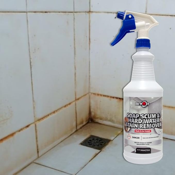 DU-MOST Soap Scum & Hard Water Stain Remover, High Foaming Acid Cleaner Removes Limescale & Soap Residue, Kitchen & Bathroom Use, 32 Oz