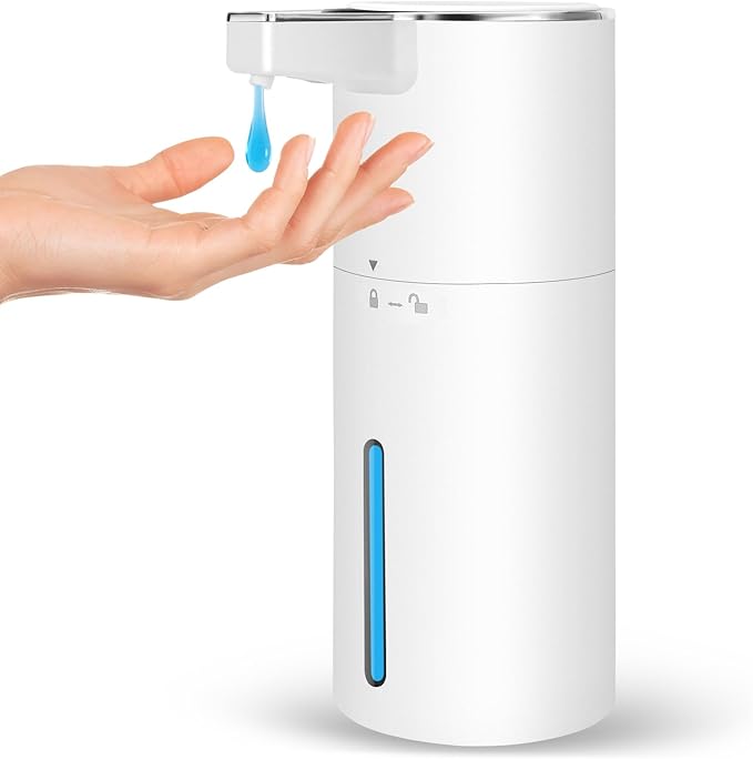 Automatic Soap Dispenser Liquid Touchless: 13.52oz/400ml Wall USB Rechargeable - 4-Level Adjustable Modern Electric Hand Soap Dispenser - Kitchen Bathroom Kids Family White