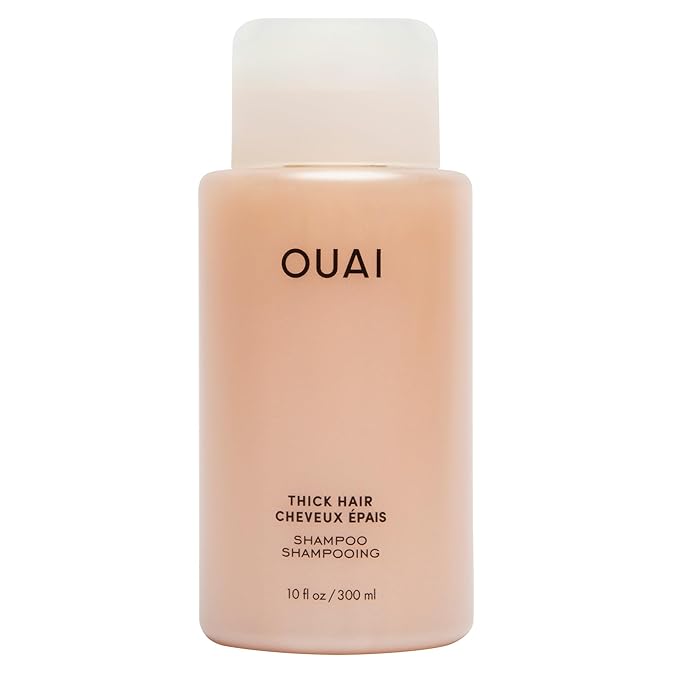 OUAI Thick Shampoo - Moisturizing Shampoo with Keratin, Marshmallow Root, Shea Butter, Avocado Oil for Thick Hair - Strengthens & Hydrates Strands - Paraben, Phthalate & Sulfate Free (10 Fl Oz)