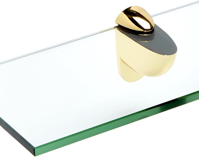 Spancraft Glass H-6x18-Brass Heron Glass Shelf, Brass, 6" x 18"