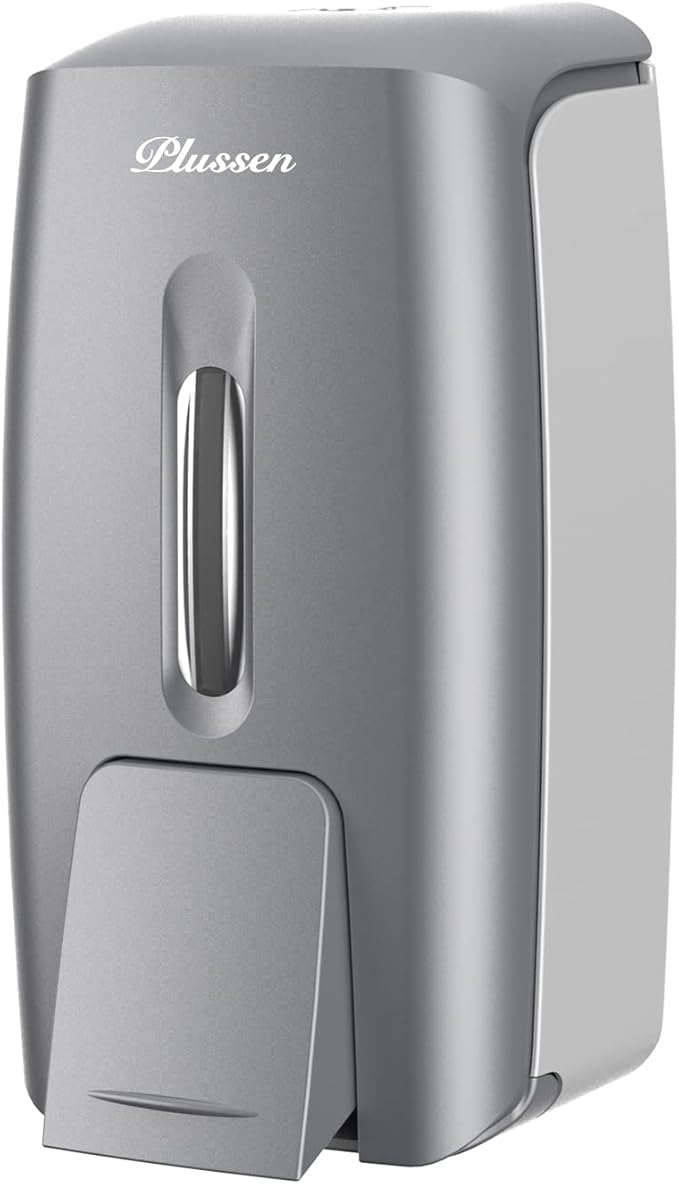 Soap Dispenser Wall Mount Adhesive Commercial Soap Dispenser 800ml No Drill Hand Sanitizer Dispenser for Bathroom Support Liquid and Gel,Silver-PN9088