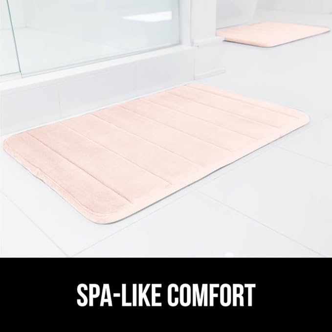 GORILLA GRIP Memory Foam Bath Mat, Soft Absorbent US Designed Bathroom Rug, Gripping Dots Machine Washable Bathmat, Cushioned Floor Mats, Shower Sink Rugs Room Décor Accessories, 24x17 Pink