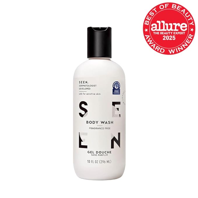 SEEN Body Wash, Fragrance Free - Non-Comedogenic & Non-Irritating Body Wash- Dermatologist-Developed - Safe for Sensitive, Eczema & Acne Prone Skin