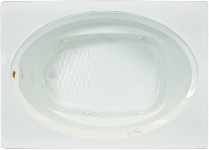 Jacuzzi SIGNATURE Acrylic Drop-In Bathtub, Jet Massage Tub, Slip Resistant, Left Drain Placement, 60" (L) x 42" (W), Oval In Rectangle, Oyster