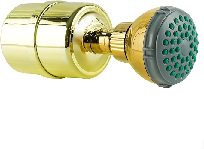 Crystal Quest Shower Filter with Shower Head - Gold - Advanced Multi Stage Filtration for Cleaner Water - Removes Chlorine, Heavy Metals - Promotes Healthier Skin, Softer Hair - Long-Lasting