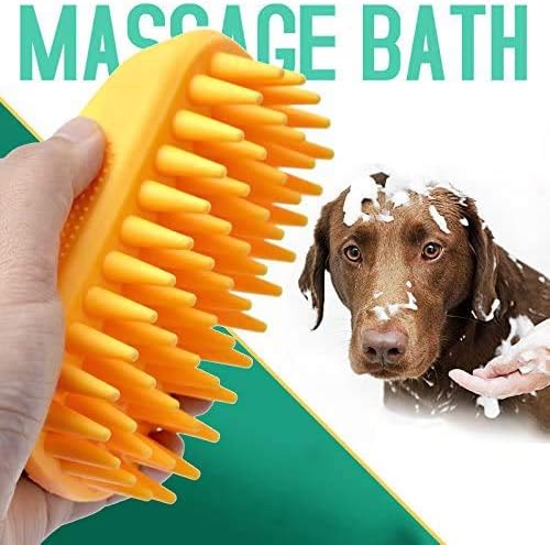 Pet Silicone Shampoo Brush for Long & Short Hair Medium Large Pets Dogs Cats, Anti-skid Rubber Dog Cat Pet Mouse Grooming Shower Bath Brush Massage Comb (Blue (New))