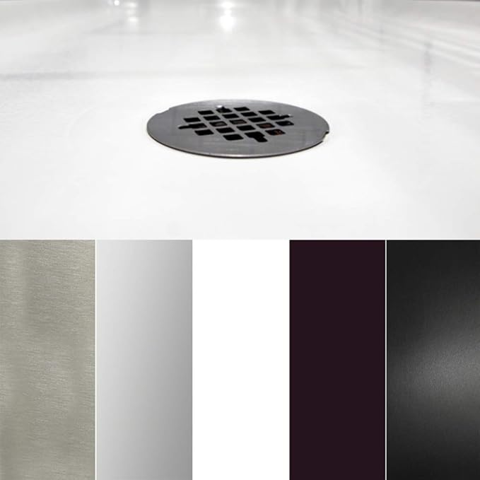 Westbrass SP6036WP-50 60" x 36" 3-Wall Shower Pan with Plastic Center Drain and 4-1/4" Cross Grid Brass Drain Cover, Powder Coat White