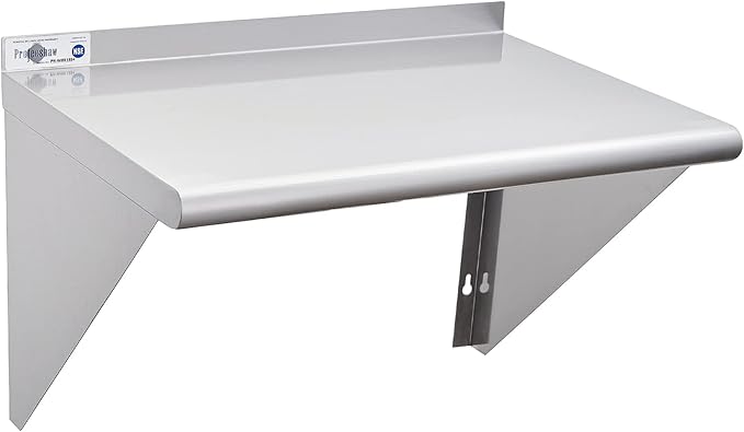 Profeeshaw NSF Stainless Steel Shelf 18” x 24”, 300 lb Commercial Shelves Wall Mounted Metal Shelving with Backsplash and 2 Brackets for Restaurant, Bar, Utility Room, Kitchen and Garage
