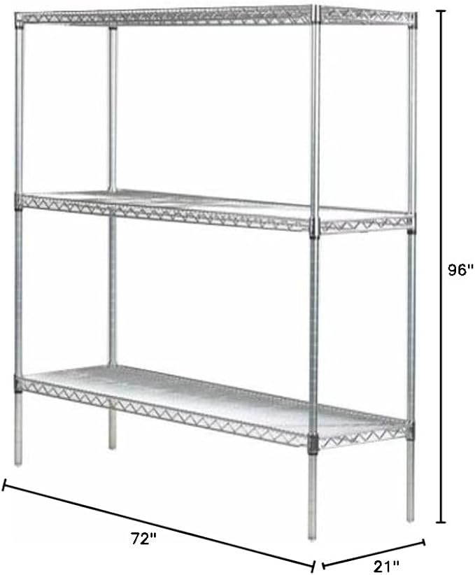 Omega 21" Deep x 72" Wide x 96" High 3 Tier Chrome Starter Shelving Unit